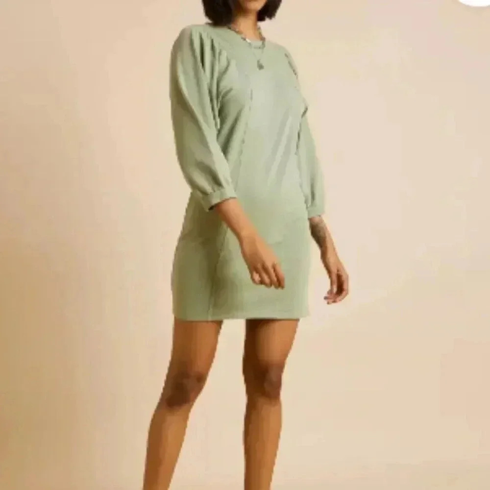 Bershka |Women's Sheath Light Green Dress size  Small